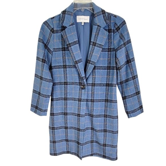 Cupcakes and Cashmere Womens Coronet Blue Plaid Robyn Coat‎ One Button Size XS - Picture 1 of 12
